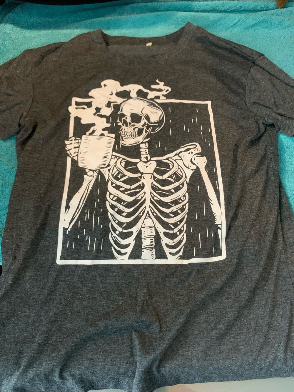 Graphic Skeleton Coffee Tee - Dark Gray